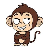 A cute cartoon monkey character making a playful, teasing gesture. Perfect for designs or content that require a playful, sly expression. Great for kids' products and humorous projects. vector