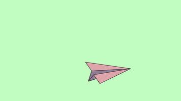 Animation of a flying paper airplane with a green background video