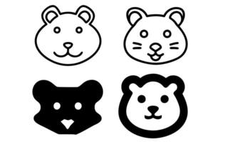 Hamster face line icon on white background Hamster head isolated icon illustration. vector