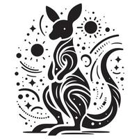 Intricate Kangaroo Silhouette with Cosmic Patterns Unique Art vector