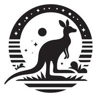 Stylized Kangaroo Silhouette with Celestial Elements vector