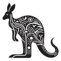 Intricate Kangaroo Silhouette Art A Fusion of Nature and Aboriginal Design vector