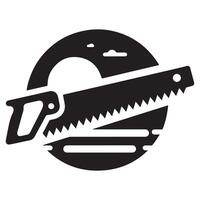 Hand Saw Icon with Sun and Clouds vector
