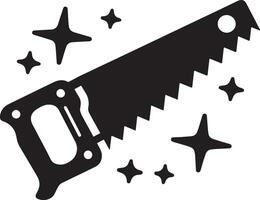 Hand Saw Silhouette with Sparkling on white background vector