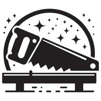 Hand Saw with Wood Plank Icon for Carpentry and DIY Projects vector