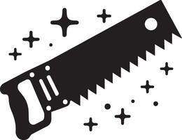 Clean Hand Saw Icon with sparkling on white background vector