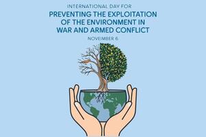 International Day for Preventing the Exploitation of the Environment in War and Armed Conflict vector
