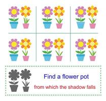 Task for attentiveness. Find a flower vase from which the shadow falls. vector