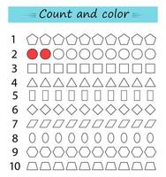 Math activity for kids. Developing numeracy skills. Number range up to 10. . vector