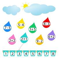 Math activity for children. Developing numeracy skills. Number range up to 10. . vector