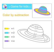 Color by subtraction. Math activity for kids. Developing numeracy skills. Number range up to 10 vector