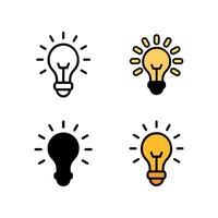 This image displays four variations of a light bulb icon, often used as a symbol for ideas, knowledge, or creativity. It is a simple and modern icon representing Knowledge icon. vector