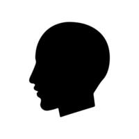 This image is a black silhouette of a human head in profile view, facing left. It is a simple and modern icon representing Knowledge icon. vector