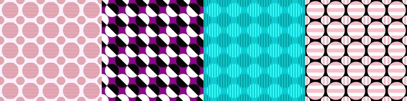 Seamless geometric threetone pattern set vector