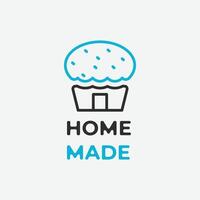 bakery line logo icon with shape bread and home vector