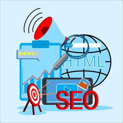 SEO. Engine Optimization word search illustration, flat .