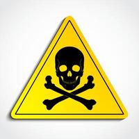 3d yellow triangle with skull crossbones danger sign vector
