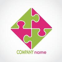 puzzle square color logo design vector