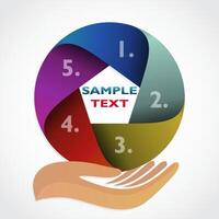 hand with color label circle business concept vector