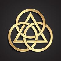 triangle and circles 3d geometric gold logo design vector