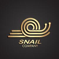 3d golden linear snail abstract logo vector