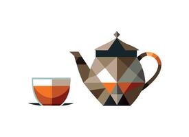 Geometric Teapot and Cup Illustration for Modern Tea Time and Beverage Designs vector