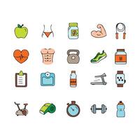 Fitness and Health Icons Set for Wellness and Exercise Designs vector