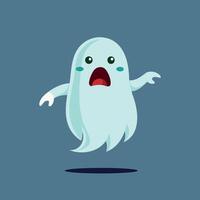 White Cartoon Ghost Illustration for Halloween vector