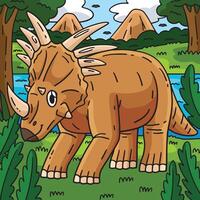 Dino Styracosaurus Colored Cartoon Illustration vector