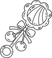 Baby Shower Rattle Toy Isolated Coloring Page vector