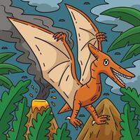 Dinosaur Pteranodon Colored Cartoon Illustration vector