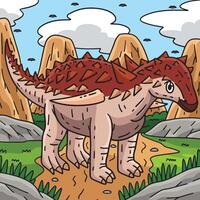 Dinosaur Borealopelta Colored Cartoon Illustration vector