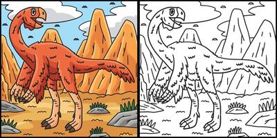Dinosaur Gigantoraptor Coloring Page Illustration vector