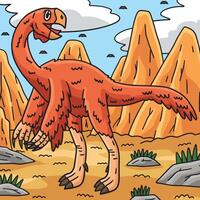 Dino Gigantoraptor Colored Cartoon Illustration vector