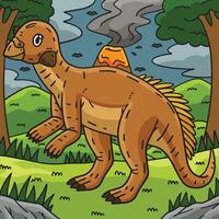 Dino Psittacosaurus Colored Cartoon Illustration vector