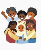 illustration of multicultural friends smiling and supporting each other vector