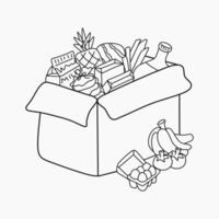 a box with food and other items in it vector