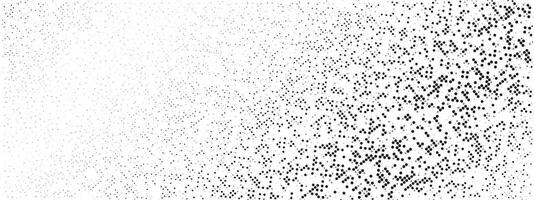 Polka Dot Black Noise Texture On White Background. Dotted Futuristic Backdrop. Halftone Comic Grunge Pattern. Irregular Grain Overlay Bg. vector
