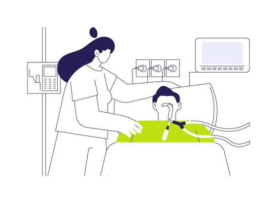 Critical care nursing abstract concept illustration.