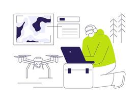Use remote sensing drones abstract concept illustration. vector