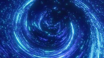 A luminous blue swirl forming a bright cosmic vortex in deep space, filled with light trails and radiance, conveying a sense of infinite mystery video