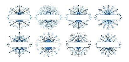 A set of frames for text with a winter pattern. Snowflakes of various shapes with a copy space. vector