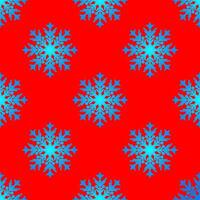 Seamless pattern on a red background with blue snowflakes vector
