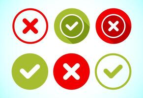 Check mark and cross mark icons design template vector