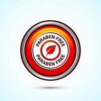 Paraben free icon design, suitable for product label. Orange Color Round Button Design vector