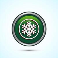 Snowflake icon design, Keep frozen icon. Green Color Round Button Design vector