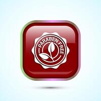 Paraben free icon design, suitable for product label. Red Color Square Button Design vector
