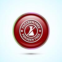 Paraben free icon design, suitable for product label. Red Color Round Button Design vector