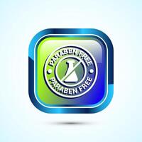 Paraben free icon design, suitable for product label. Glossy Square Button Design vector
