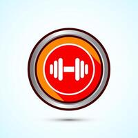 Dumbbell icon design for fitness, gym, exercise, weightlifting. Orange Shadow Button Design vector